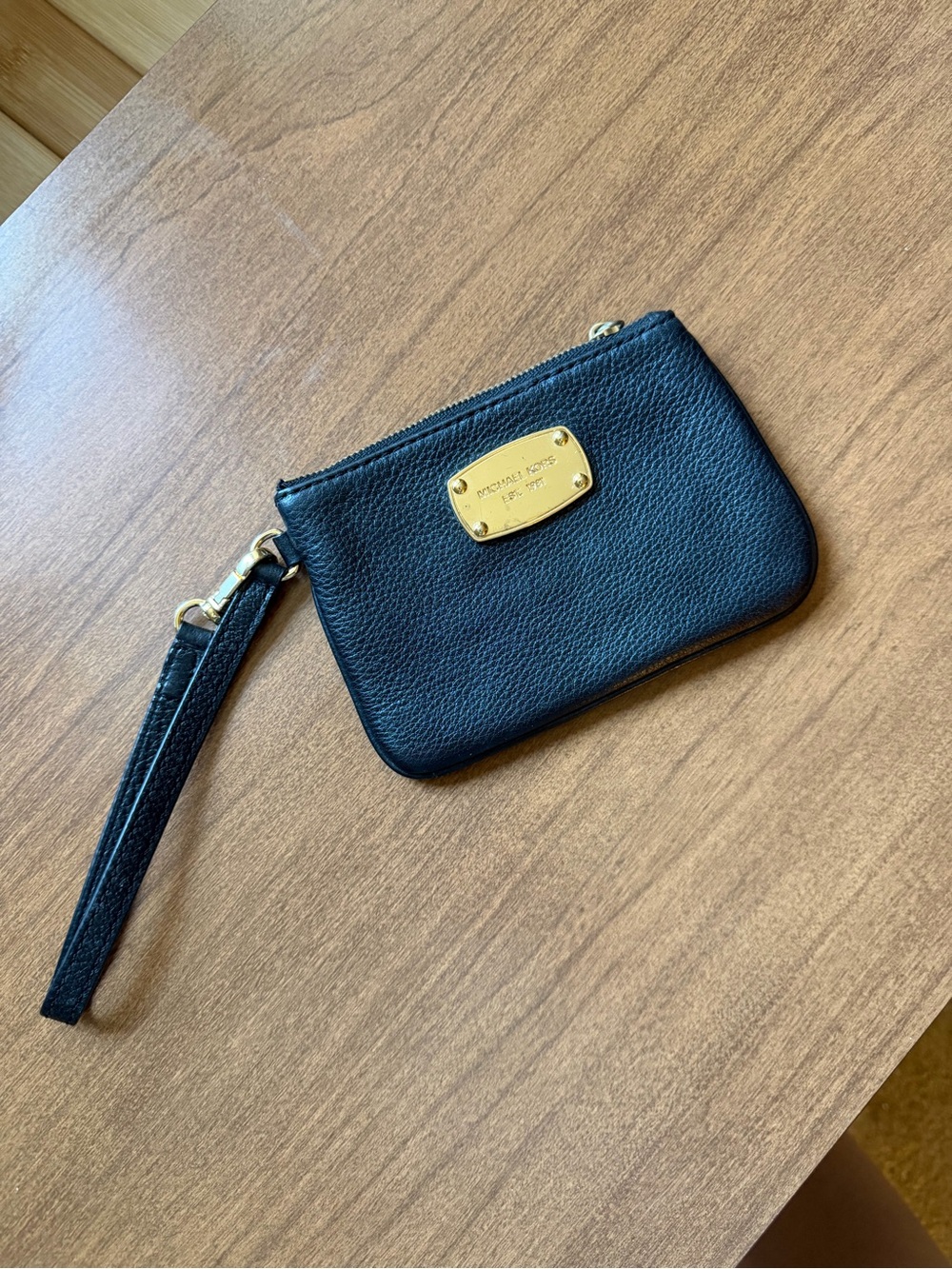 Michael Kors Black Leather Wristlet Coin Purse